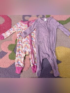 PatPat Purple and Multicolor Rainbow Bamboo Sleeper 3 month